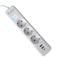 Удлинитель с заземлением 3 м, 3 розетки, 2 USB порта, Type C, "MAXIMUM" MX 12486 (2585) оптом